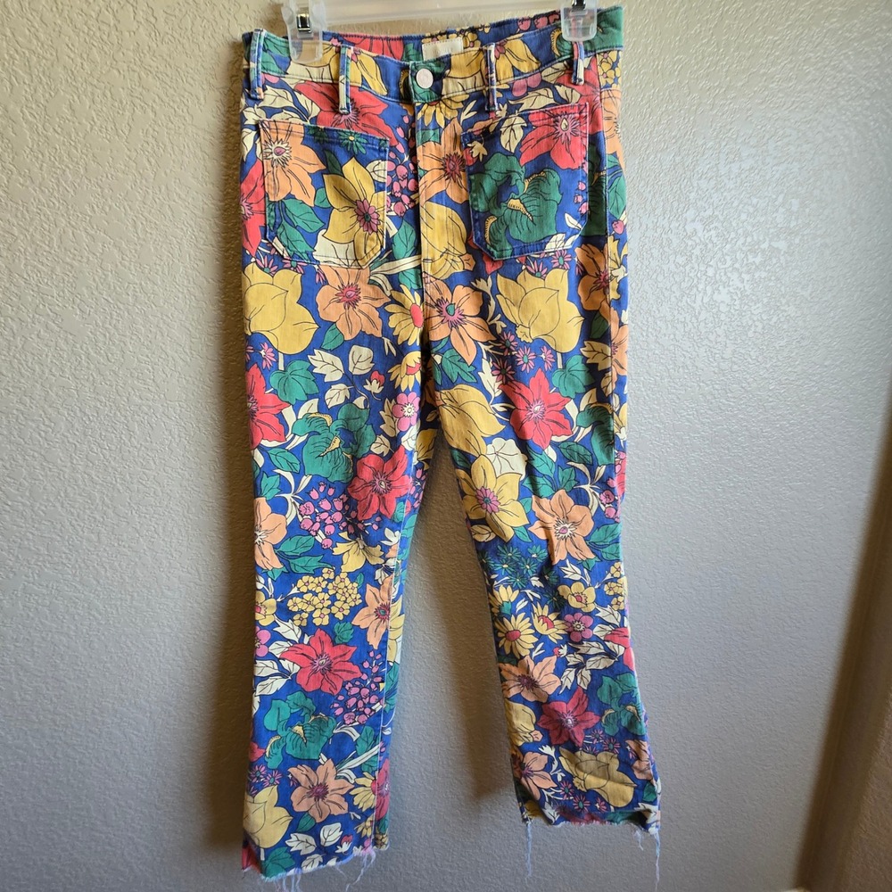 Mother The Hustler Patch Pocket Ankle Fresh Blooms Floral Jeans 29